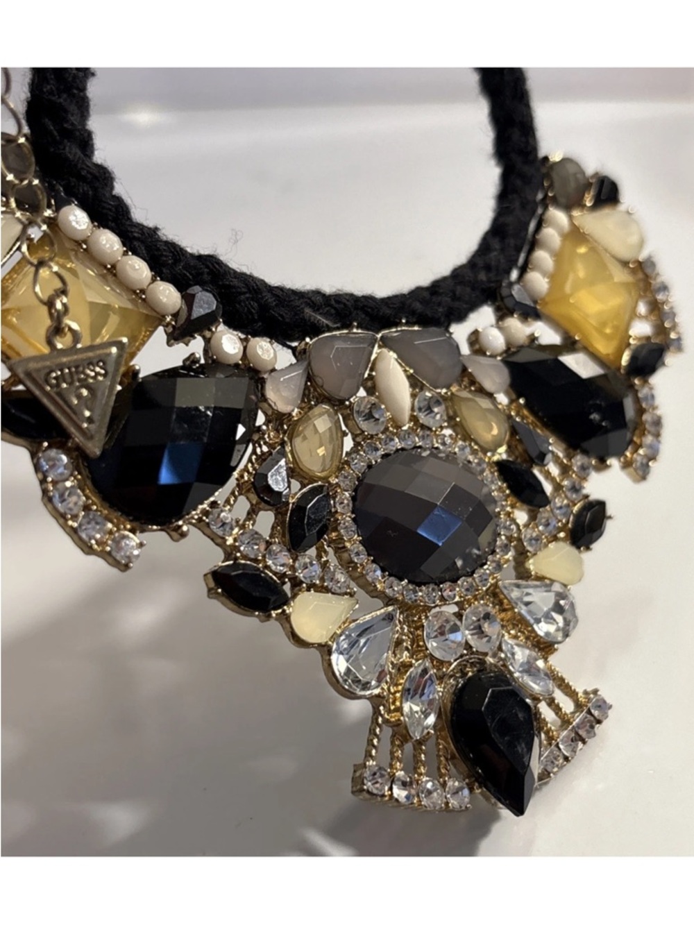 Vintage Guess Rhinestone Bib Necklace Choker